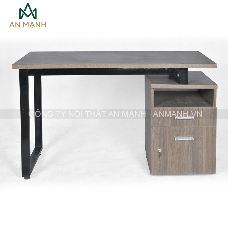 Nội thất An Mạnh - Bàn làm việc chân sắt mẫu có hộc tủ